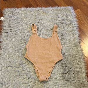 NWT aerie cheekiest spf 50 light brown shimmer one piece swimsuit